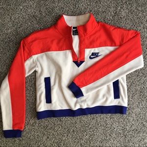 Nike Cropped Retro Half Zip Fleece Top | Small